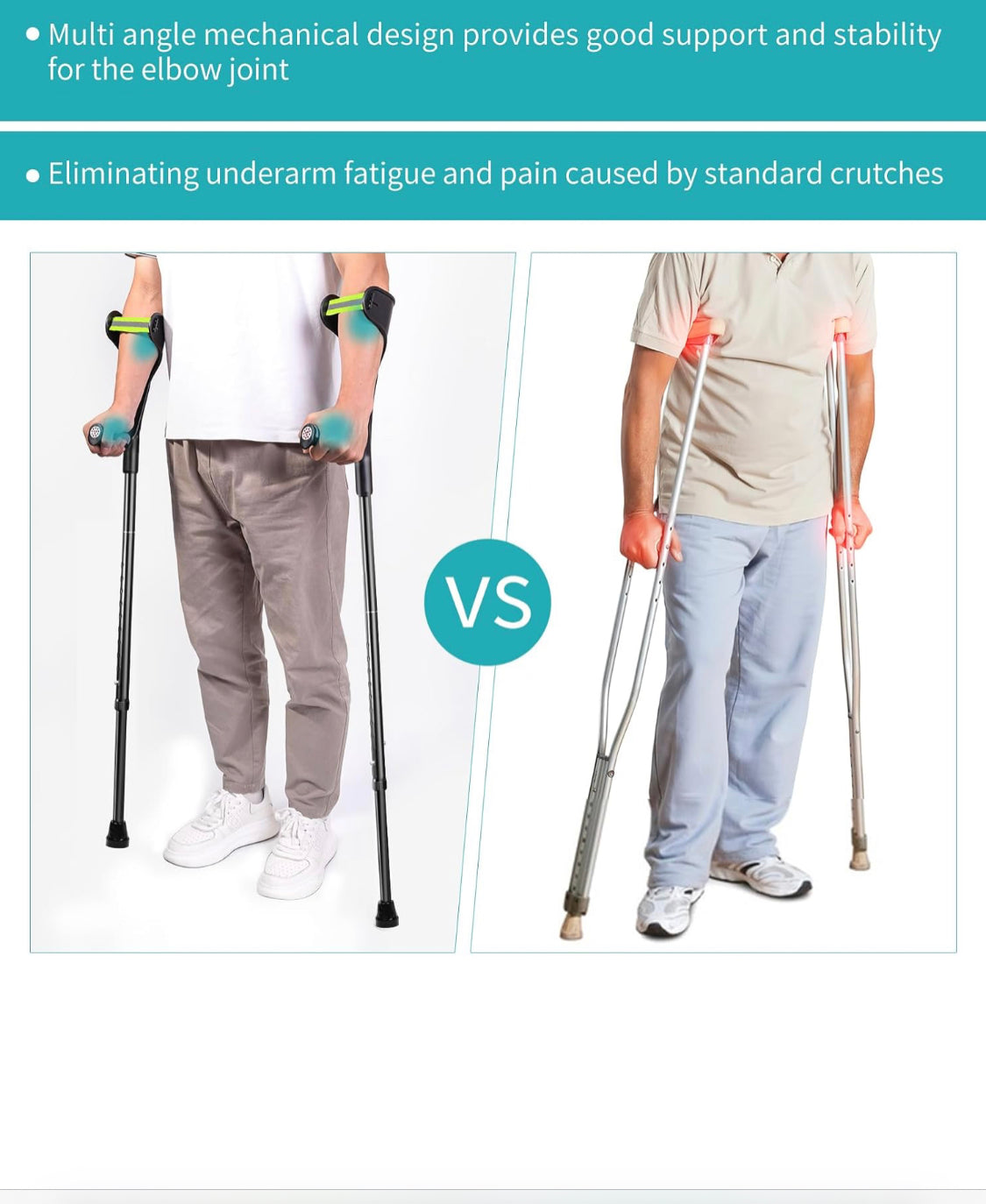 Béquilles d’avant-bras réglables – modèle ergonomique. Location disponible