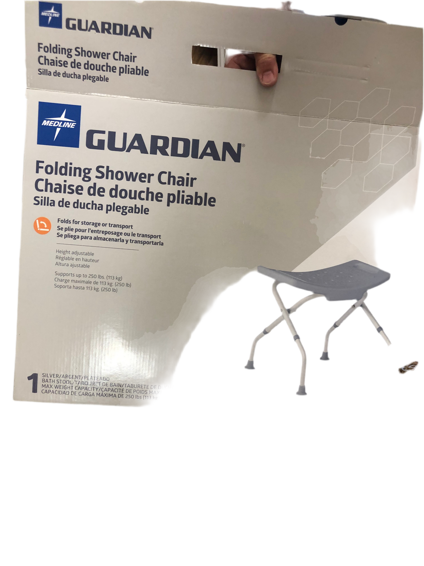 Chaise de douche pliante ajustable , disponible en Location