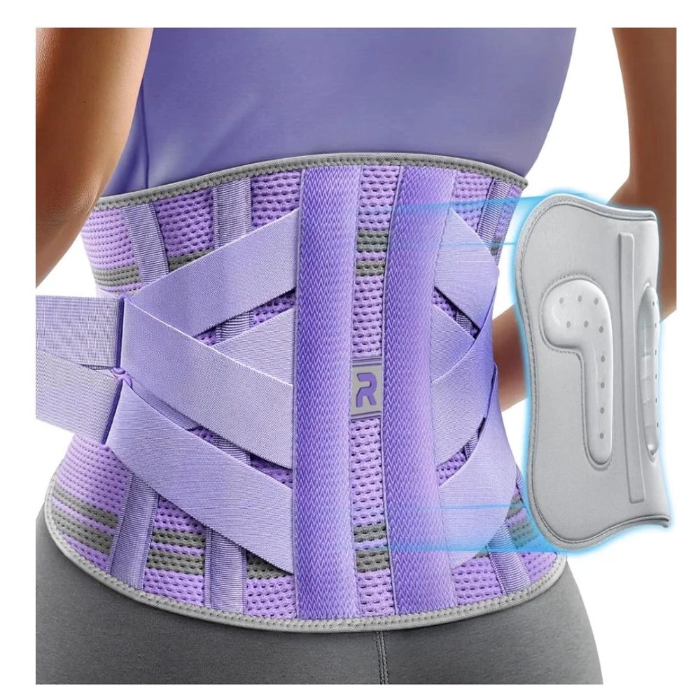 Ceinture lombaire à coussinet et bandes croisées — mauve, taille Small