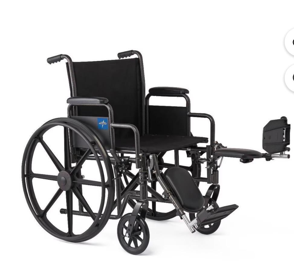 Fauteuil roulant Medline à appuis-jambes élévateurs — siège 20 po (large)