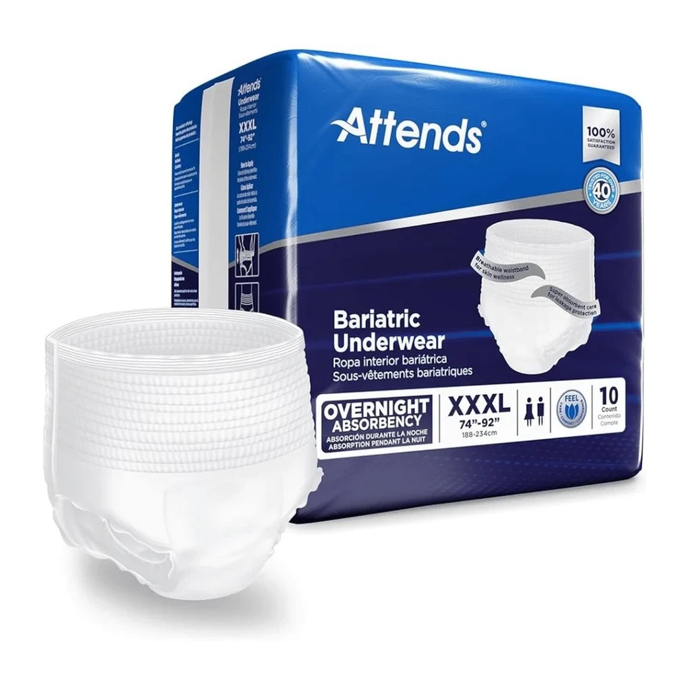 Attends — culotte bariatrique de nuit, XXXL (paquet de 10)