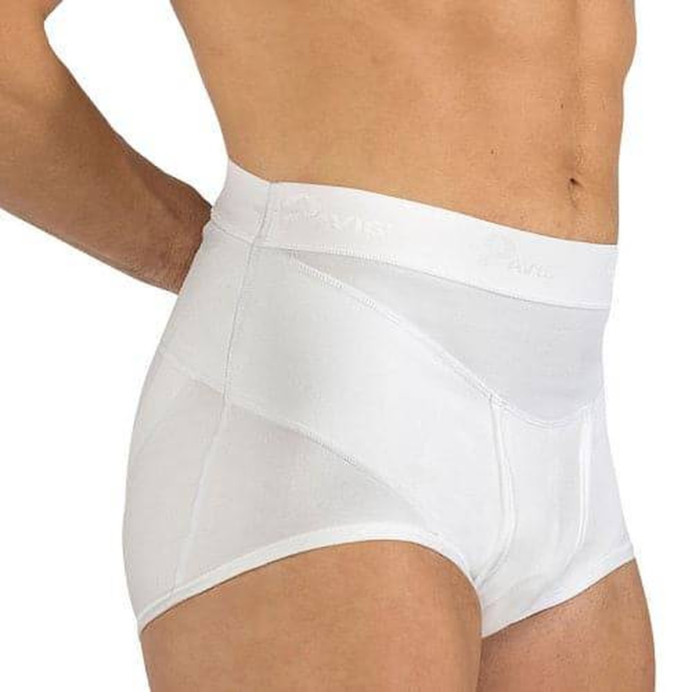 Slip herniaire — avec coussinets de contention