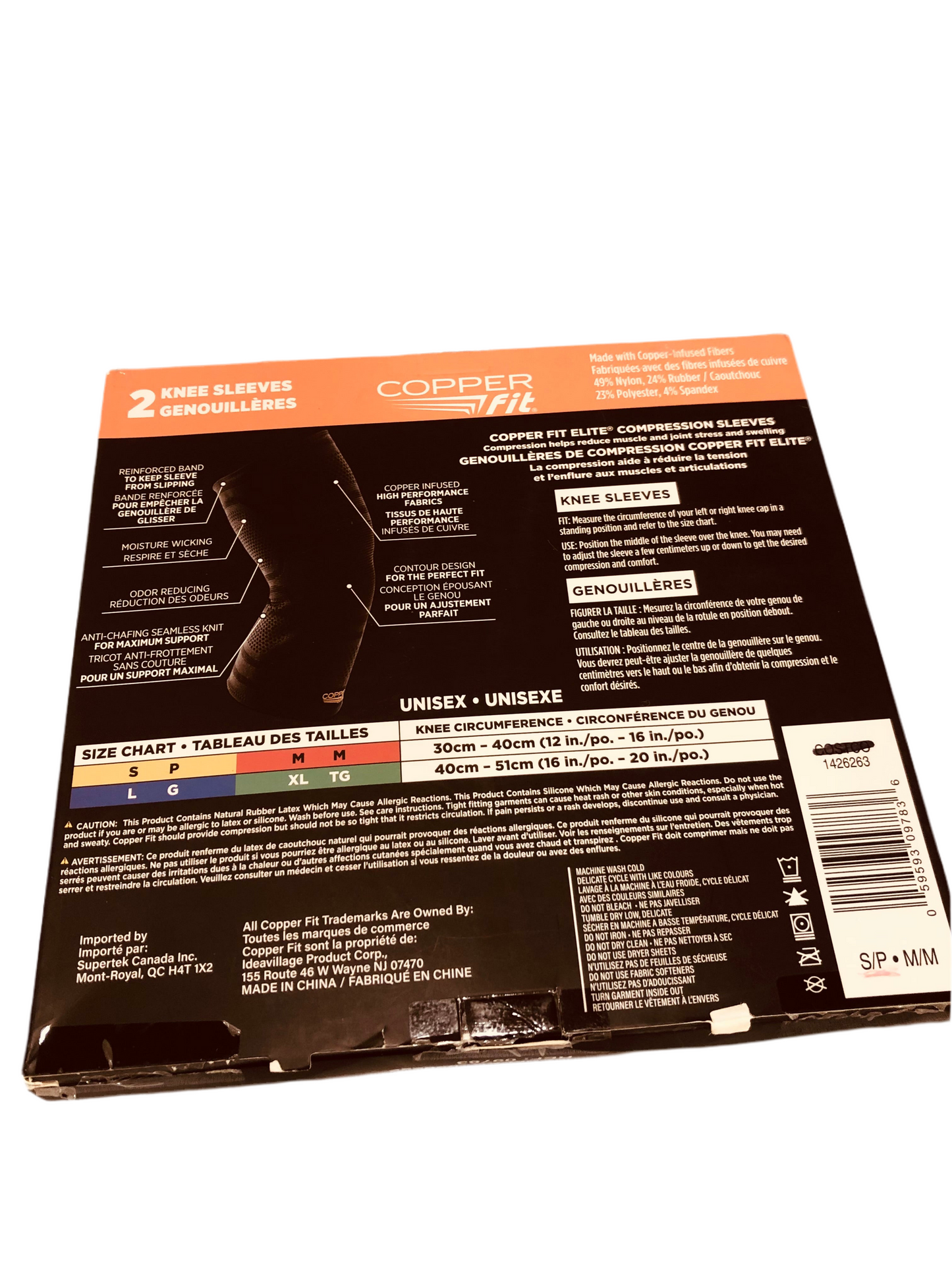 Genouillères de Compression Copper Fit Elite – Taille S/M – 2 unités