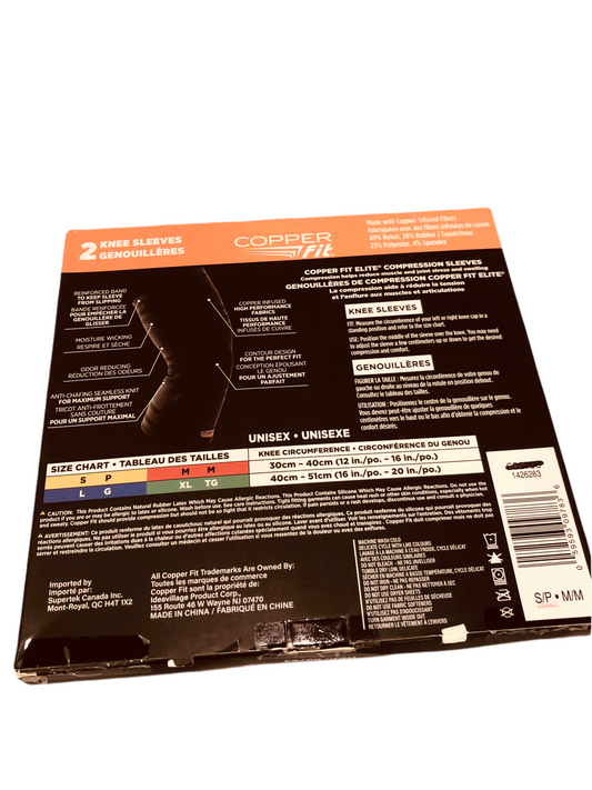 Genouillères de Compression Copper Fit Elite – Taille S/M – 2 unités