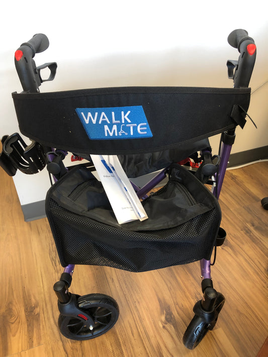 Déambulateur pliable WALK MATE 4 roues avec siège et sac violet