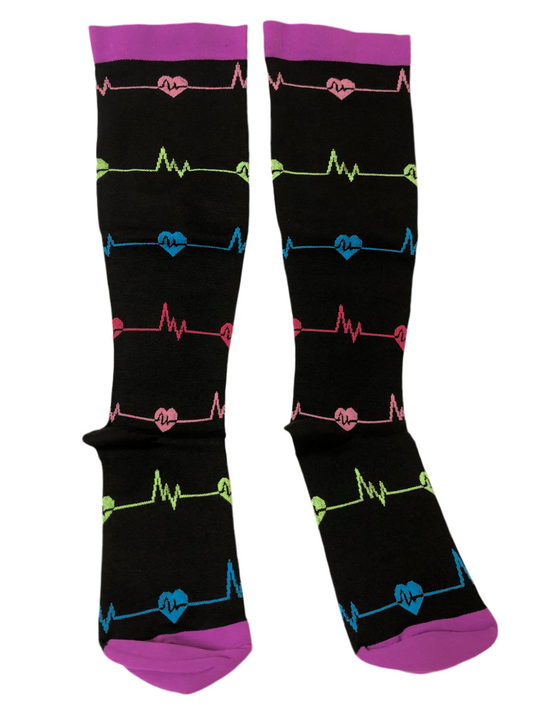 Bas de compression médicale – Motif ECG multicolore 15-20 mmHg