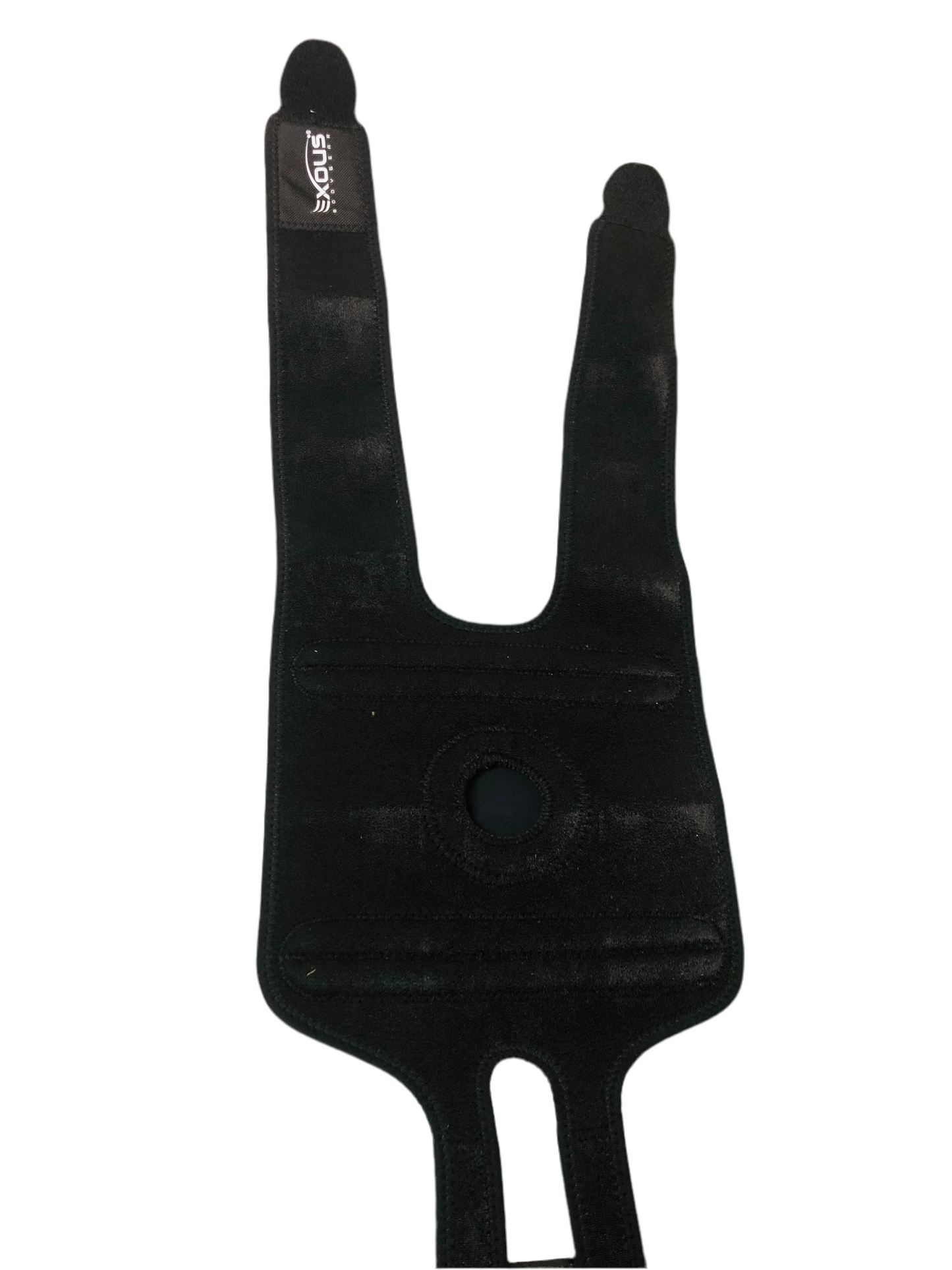 Orthèse de genou avec sangles croisées et ouverture rotulienne