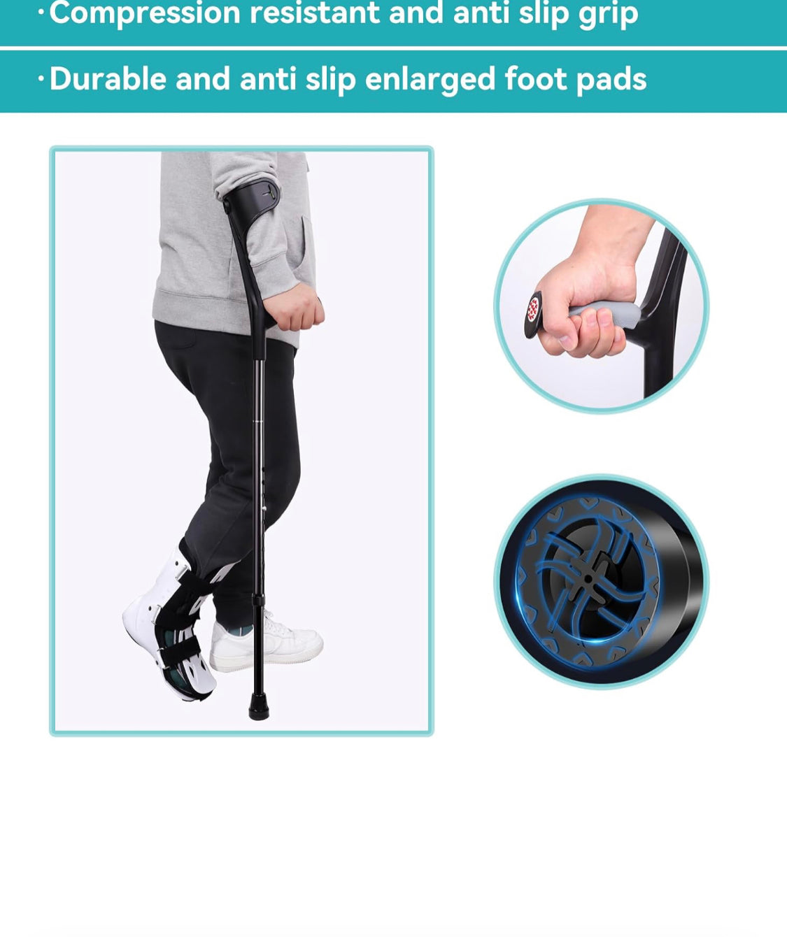 Béquilles d’avant-bras réglables – modèle ergonomique. Location disponible