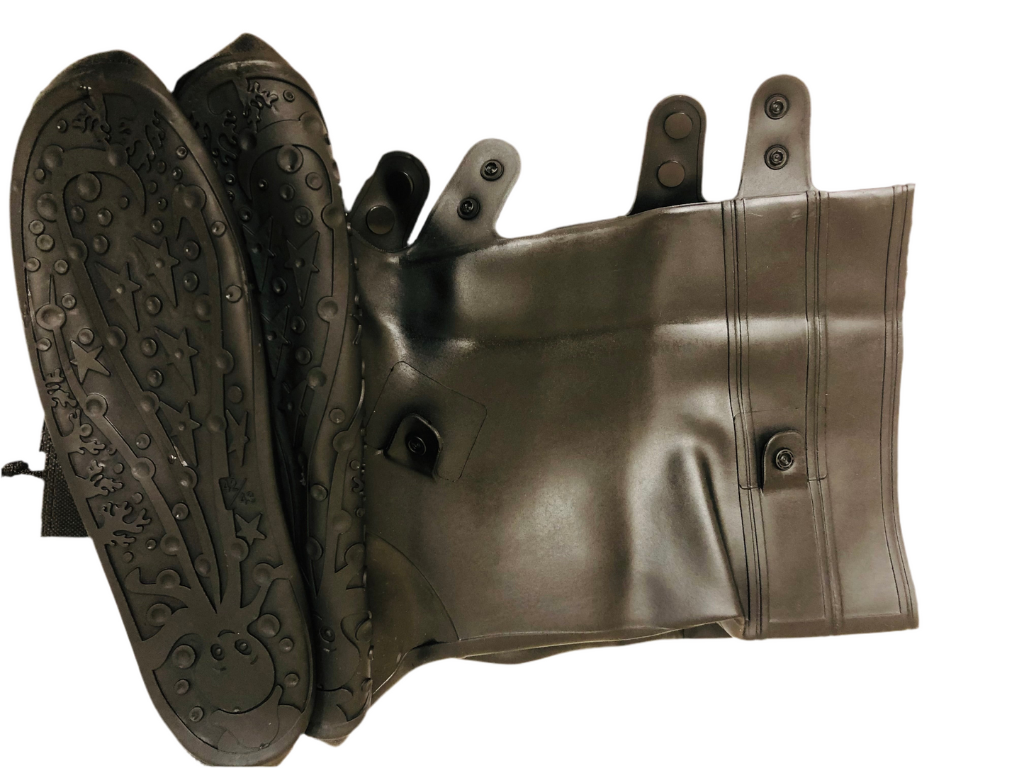 Couvre-chaussures étanches en caoutchouc noir avec semelle antidérapante et boutons pression