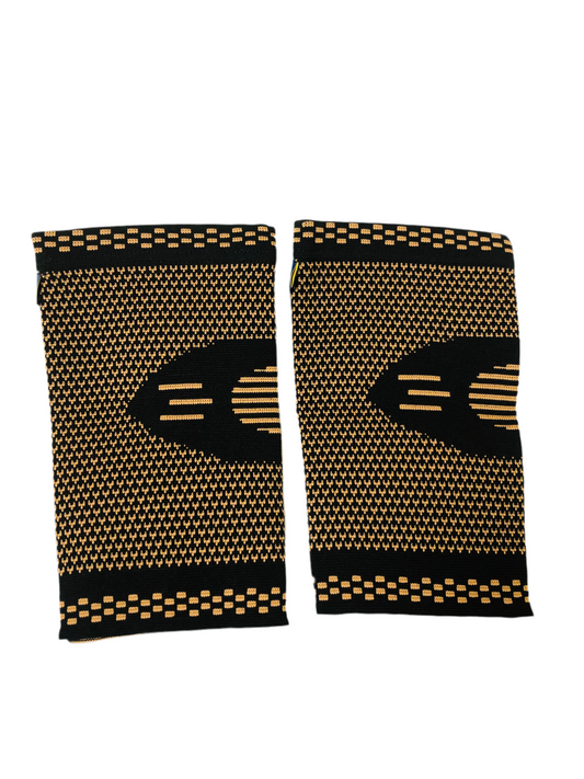 Paire de genouillères de compression sport — Noir et orange